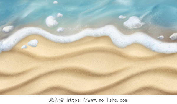 卡通插画沙滩海水海边